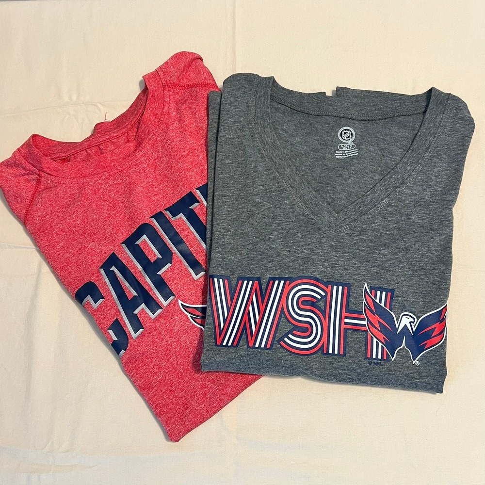 NHL Washington‎ Capitals His & Hers T-Shirt Bundle Red Grey Mens M Womens L